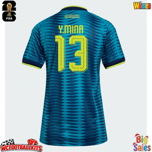 Colombia Yerry Mina #13 Replica Away Stadium Shirt for Women World Cup 2026 Short Sleeve